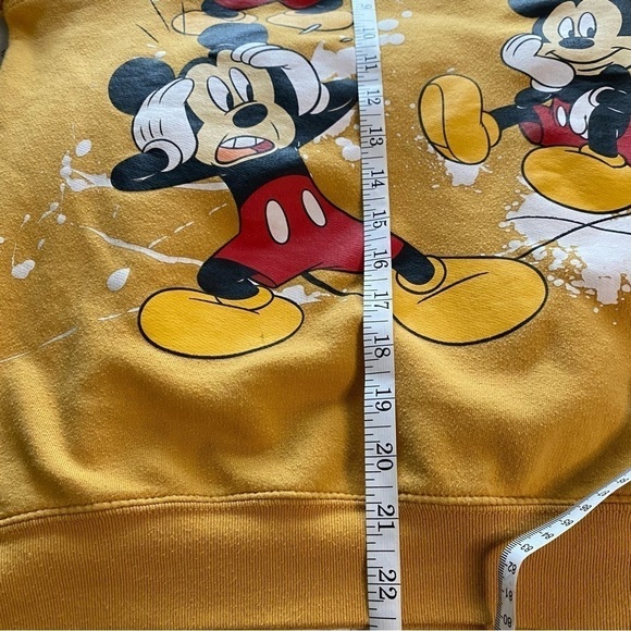 Disney Mickey Mouse Mustard Yellow Graphic Vintage Pullover Crewneck Sweatshirt - Picture 6 of 7